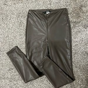 Express green faux leather leggings